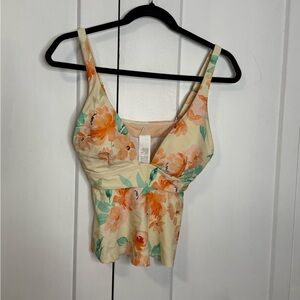NOWTs Cupshe - Med - Floral Print Swim Top in Cream and Orange
